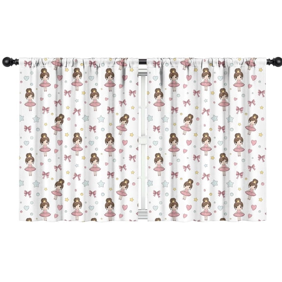 Blackout Kids Curtains,Ballet Princess Pattern Childrens Insulated Curtains Set Of 2,Bedroom Essentials,Toddler Room Decor 42"x54"