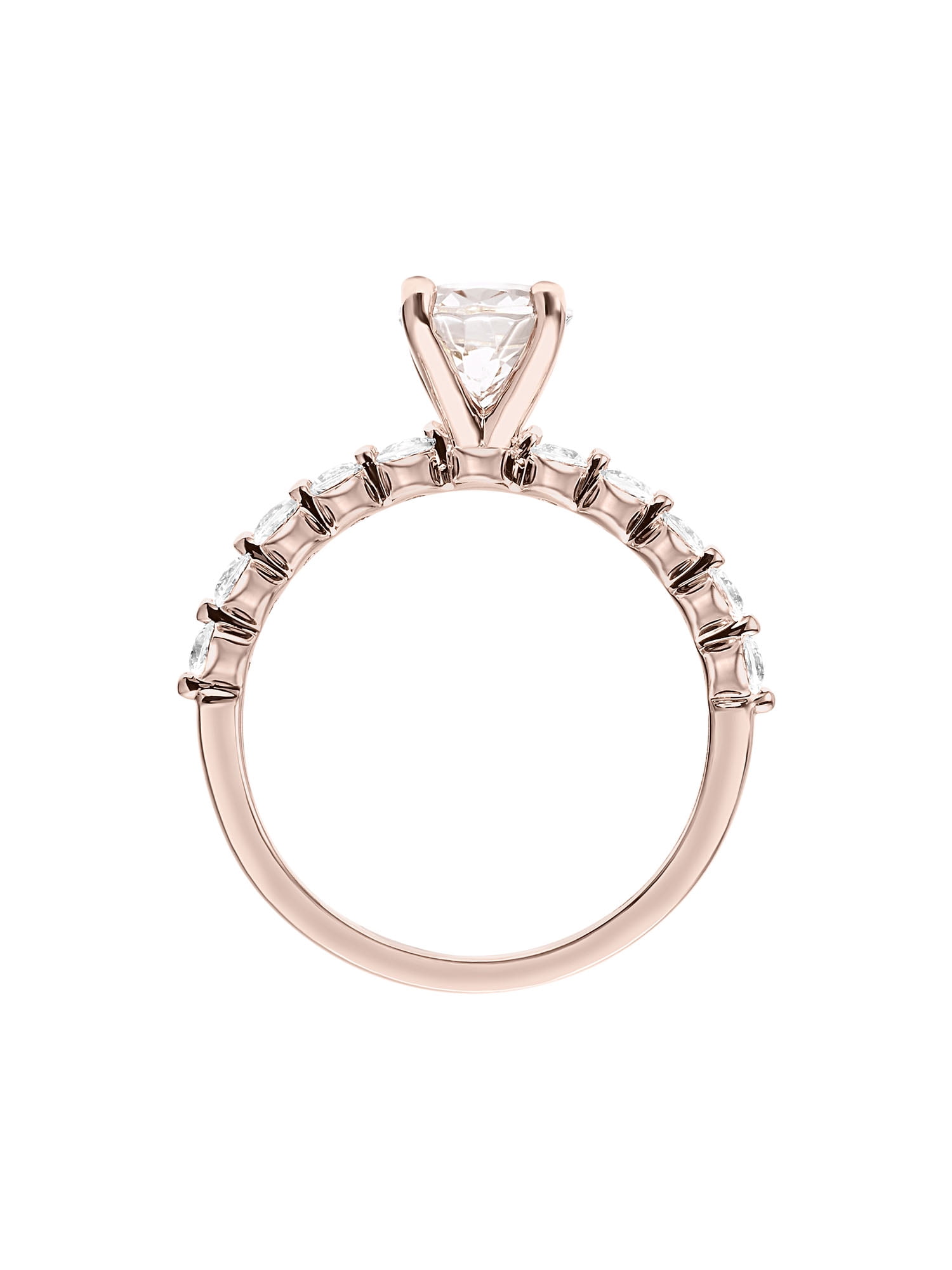 1-5/8 Carat T.G.W. Morganite & White Topaz Engagement Ring in 10k Rose Gold