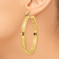 thumbnail image 3 of Boucles d'Oreilles Créoles Carrées en Or Jaune 14k 3mm Tube Rond, 3 of 8