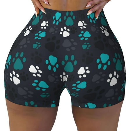 Workout Shorts Women  Animal Footprints Biker Shorts for Women Running Gym Spandex Shorts Tummy Control