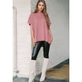 thumbnail image 5 of Women'S Loose Dropped Shoulder Short Sleeve Pullover Sweater Pink M, 5 of 7