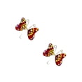 thumbnail image 4 of Juego de aretes y cadena ZVEZDA con dije en forma de mariposa plata mexicana ley .925 naranja, 4 of 5