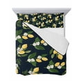 thumbnail image 7 of Quilts Twin-XL Size Bedding Set, Lemons Leaves Lightweight Quilted Comforter, Summer Fruits Floral Botanical Black Soft Reversible Bedspread Coverlet with Pillow Covers for All Season, 68" x 98", 7 of 7