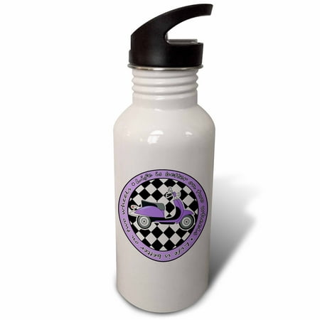 

3dRose Purple Retro Scooter - Life is Better on Two Wheels Sports Water Bottle 21oz