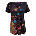 thumbnail image 5 of Xihbxyly Zippered Tops for Women Plus Size V Neck T Shirts Women Short Sleeve Shirt Half Zipper Blouse Loose Comfortable Print Top Blouse Graphic Tee Shirts 2024 Summer Tops #4, 5 of 6