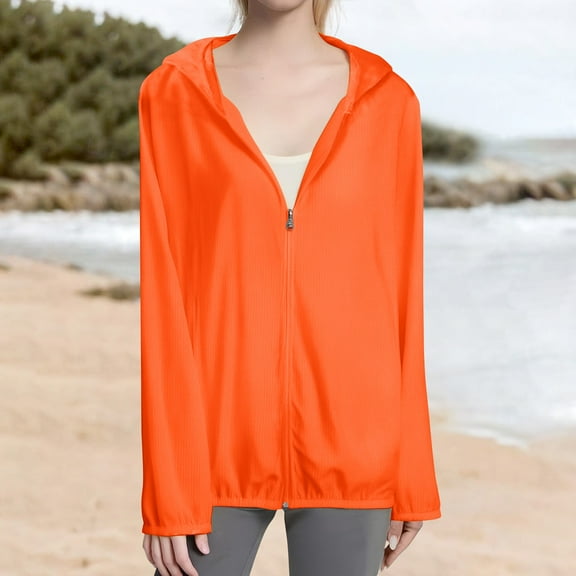Solid Color Hooded Sun Clothing Jacket Lightweight Close Fitting Sports Outdoor Long Sleeve Zipper Jacket, Red XL, Size S-7XL