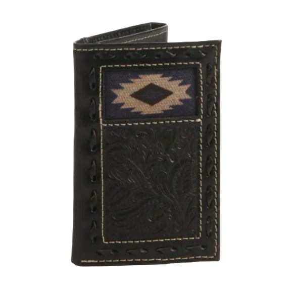 Nocona® Men's Tooled  Aztec Black Leather Trifold Wallet N500042001