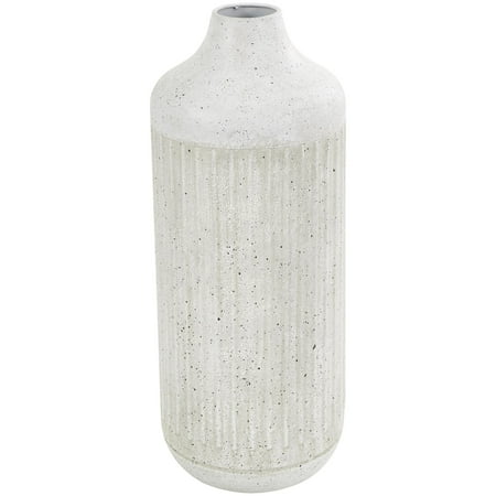 DecMode 17" Ribbed Speckled Gray Metal Vase