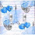 thumbnail image 1 of Metal Light Switch Plate Cover Romantic Paris  Eiffel Tower Letter Bicycle Blue PRS012, 1 of 13