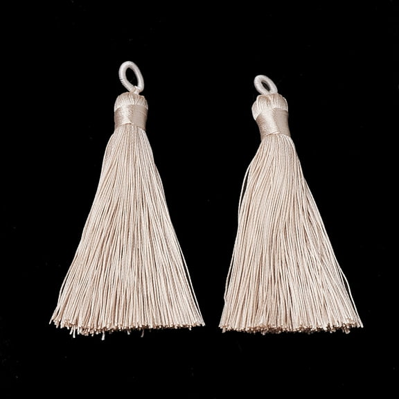 Polyester Tassel Big Pendants Decoration Dark Salmon 80~90x8.5~9mm Hole: 4x6mm