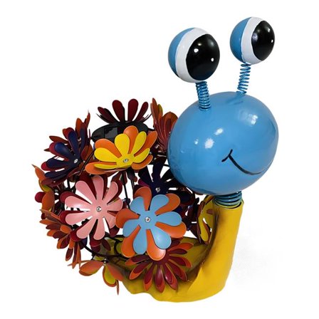 Continental Art Center 24603S Solar Lighted Snail Garden Statue with Colorful Metal Enameled Flower Body