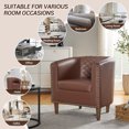thumbnail image 5 of Accent Arm Chair Barrel Tub Club Chair PU Leather Single Sofa Modern Upholstered Brown Armchair, 5 of 9