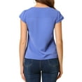 thumbnail image 3 of Allegra K Women's Solid V Neck Cap Short Sleeves Work Blouse, 3 of 5