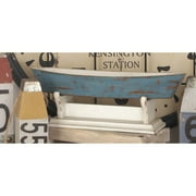 23" x 8" Blue Wood Sail Boat Sculpture, by DecMode