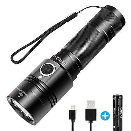 Led Tactical Flashlight Rechargeable - Super Bright 1000 Lumen LED Torch Flash Light Pocket Sized, Waterproof and Easy to Re-charge, 4 Light Modes for Camping, Hiking, Dog Walking 1