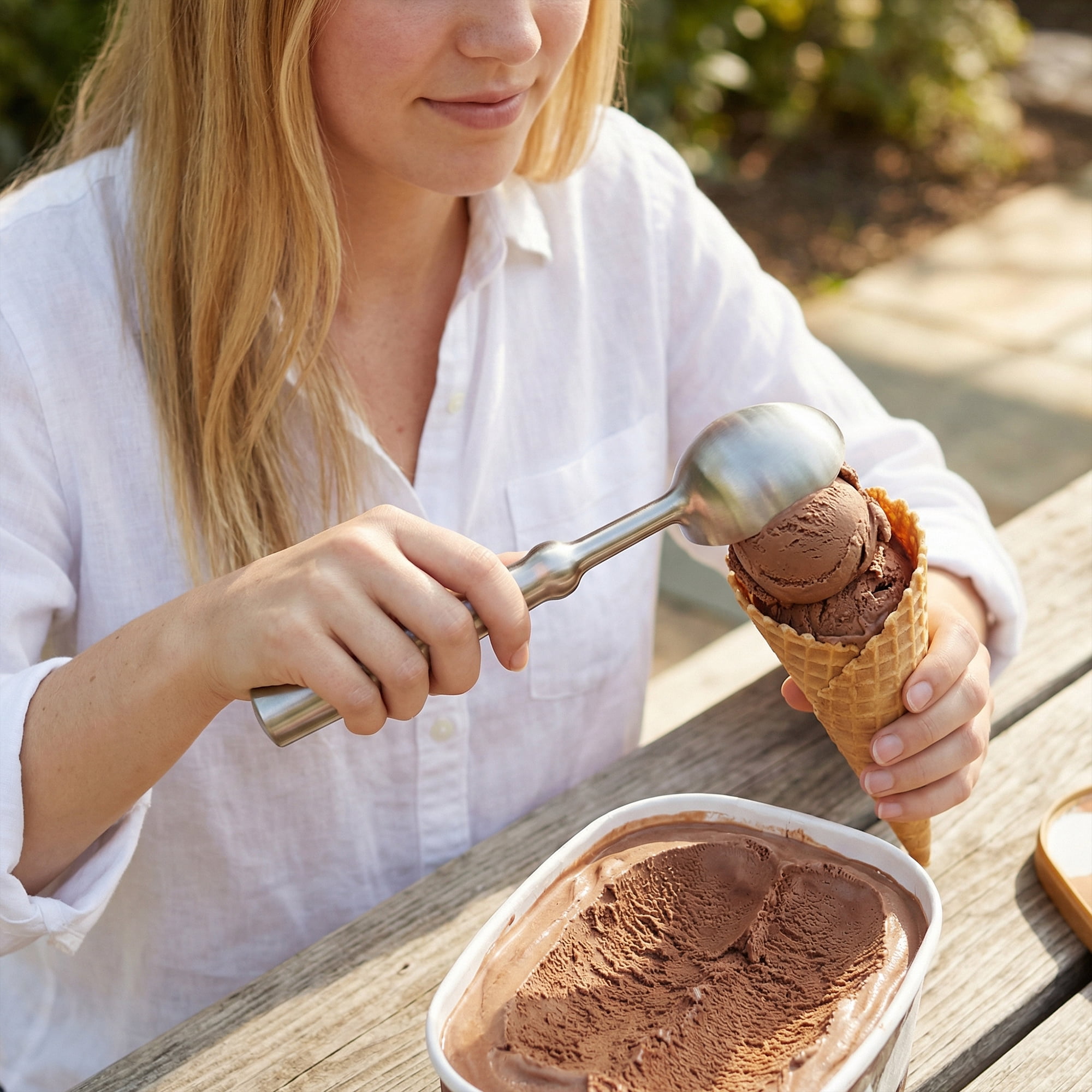 Unique Bargains Stainless Steel Ice Cream Scoop for Use and Cleaning Silver 8.3in
