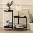 thumbnail image 5 of Furinno Besi 2-Tier Modern Round Side End Table with Sturdy Metal Legs, Americano, 5 of 6