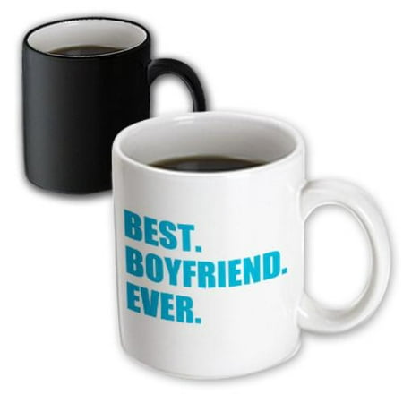 3dRose Blue Best Boyfriend Ever text anniversary valentines day gift for him, Magic Transforming Mug,