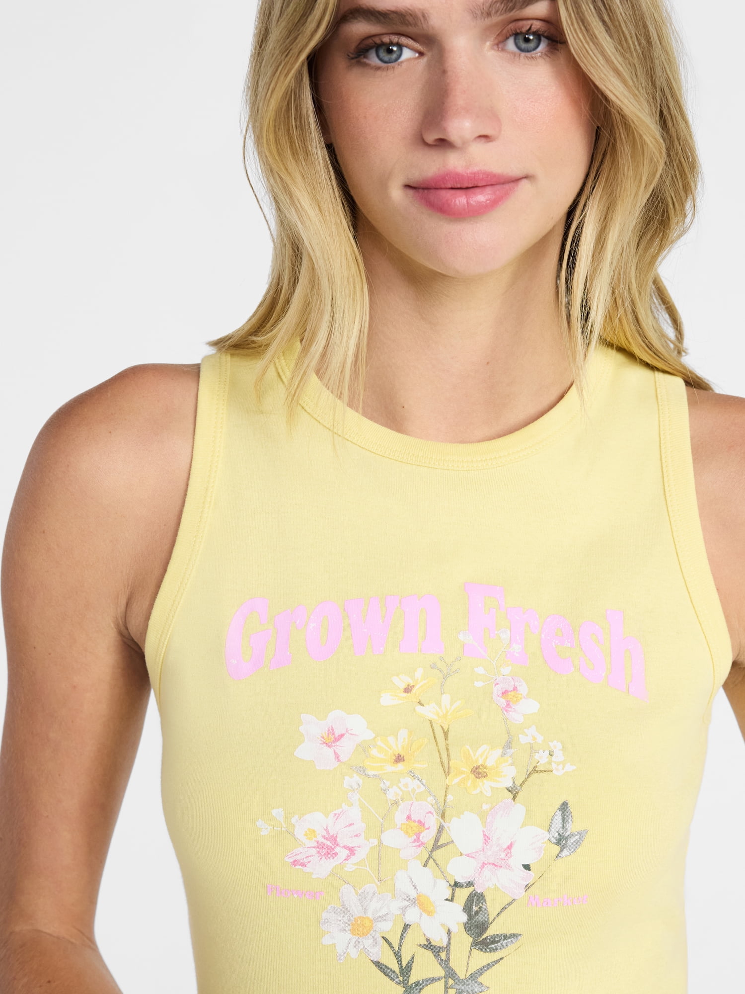 No Boundaries Cotton Ribbed Graphic Tank Top, Women's XXS-XXL