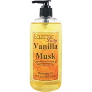 Vanilla Musk Massage Oil by Eclectic Lady, 16 oz, Sweet Almond Oil and Jojoba Oil