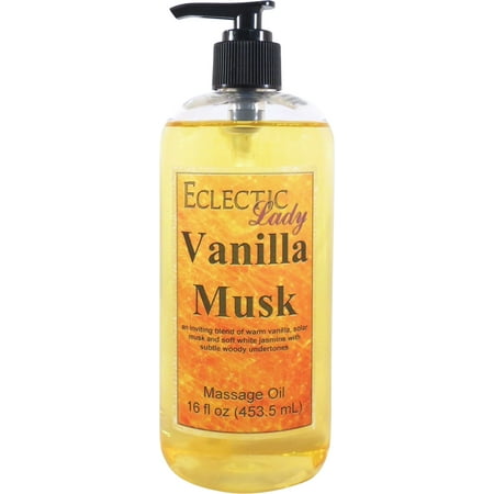 Vanilla Musk Massage Oil by Eclectic Lady, 16 oz, Sweet Almond Oil and Jojoba Oil