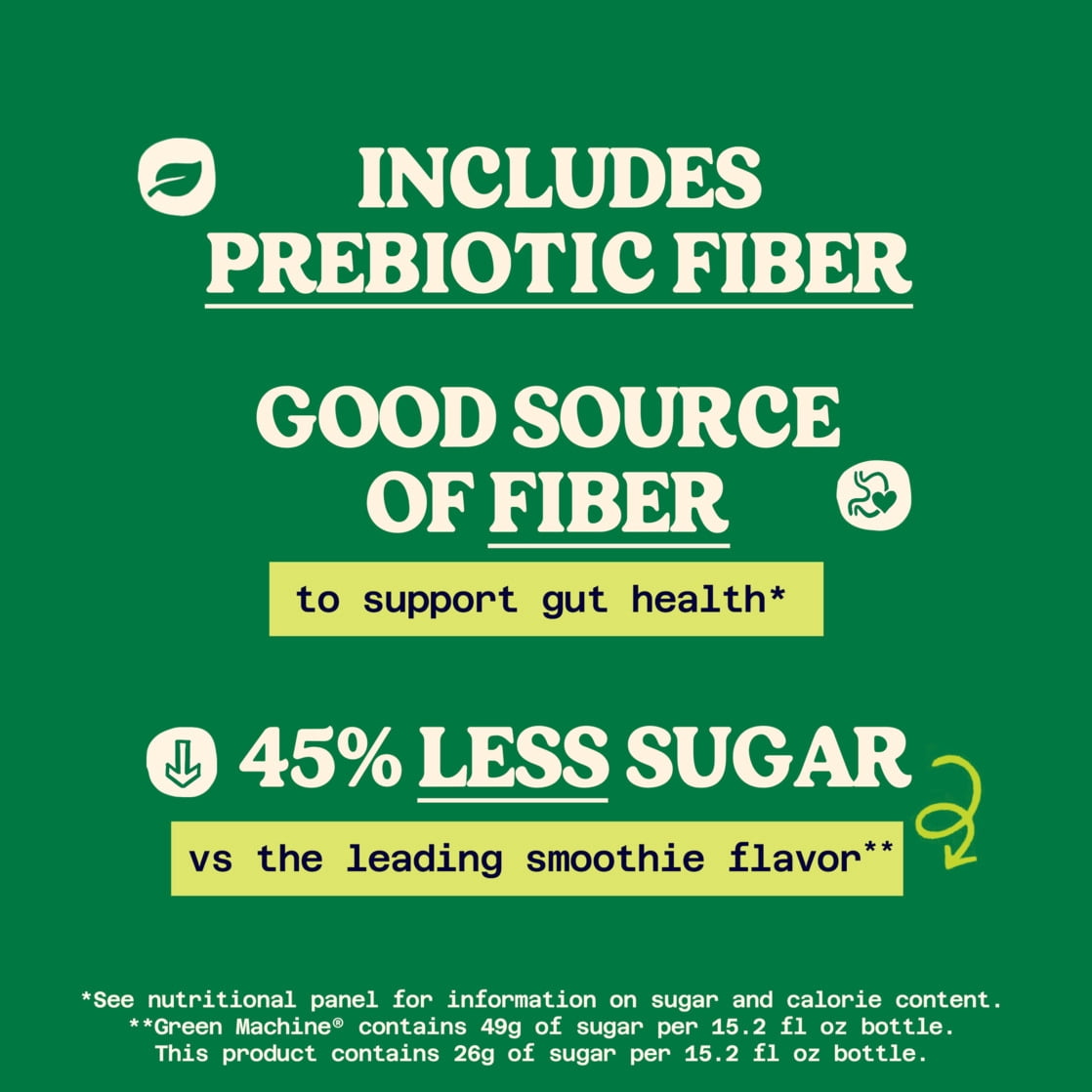 Naked Fiber Smoothie Tropical Greens, 15.2 fl oz Bottle