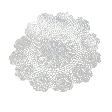 

Goxfaca Crochet Placemat | Handmade Round Crochet Placemats Cotton Doilies | Round Knitted Coasters Doilies for Tables Sofa Cover 100% Cotton
