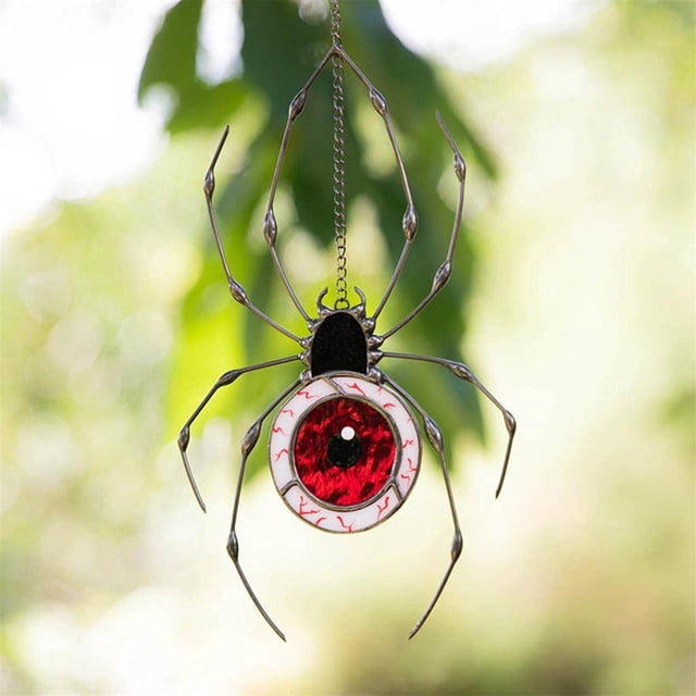 Adorno de ventana de cristal de araña fantasma de acrílico teñido de Halloween Wmkox8yii fhajkh4592