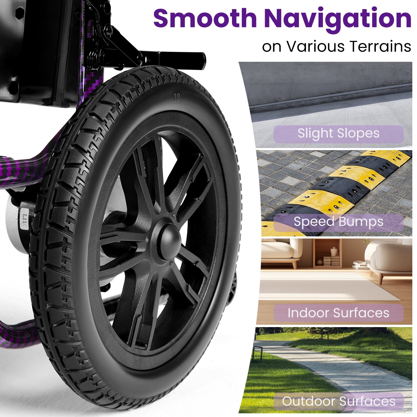 Upgrade 20+ Miles Range Electric Wheelchairs for Adults,Arshin Electric Wheelchair Lightweight Foldable with 360°Joystick,All Terrain Dual Motors Silent,USB Port,286+ lbs Capacity(Purple)