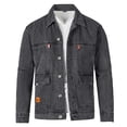 thumbnail image 5 of FRSASU Men Solid Classic Multi-Pocket Casual Denim Jacket Vintage Outdoor Travel Button Denim Outerwear Fall Fashion Lapel Jean Jacket Gray, 5 of 9