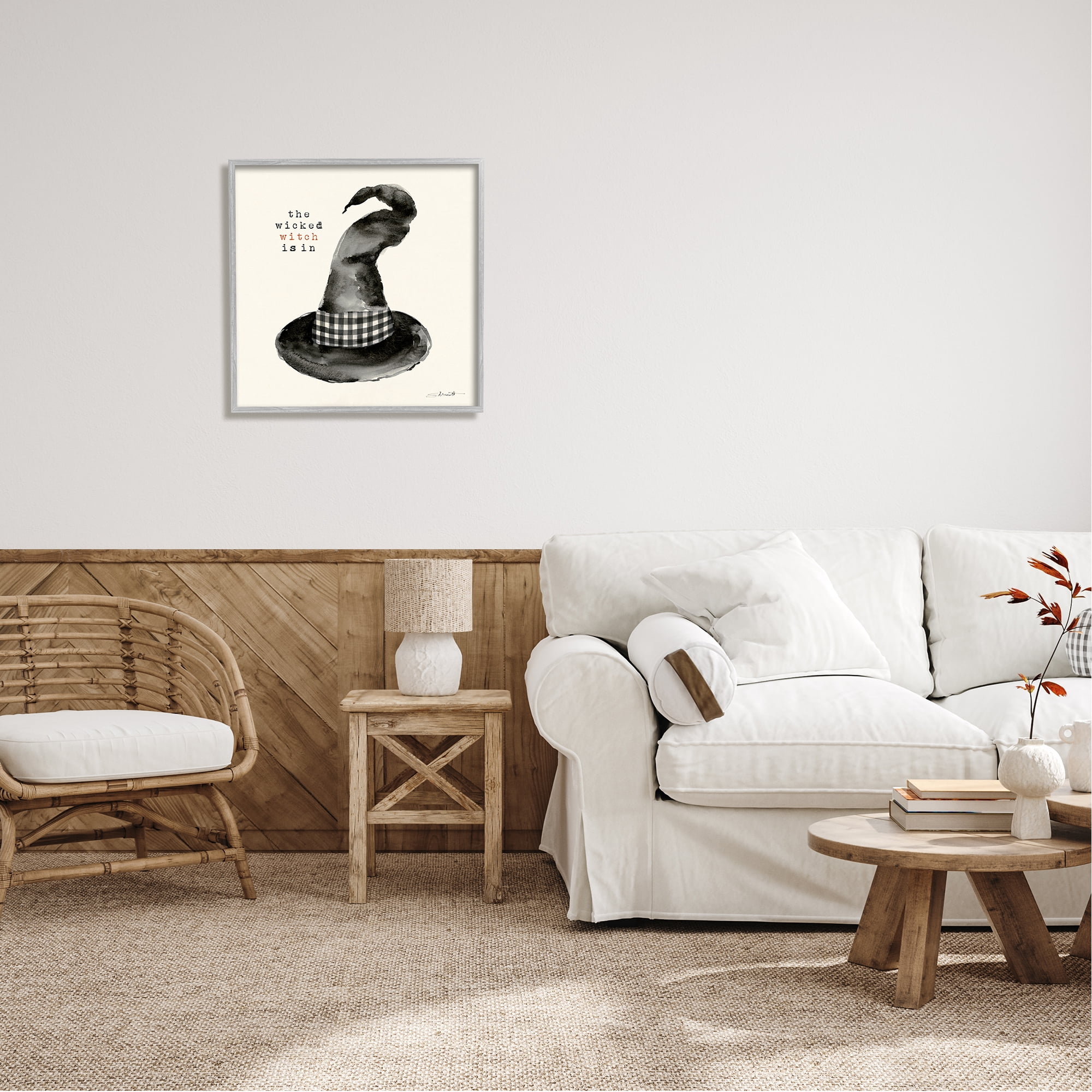 Stupell Industries The Wicked Witch Is In Halloween Holiday Painting Gray Framed Art Print Wall Art