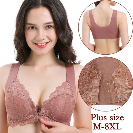 Plus SIze Bra Front Closure 5d Shaping Push Up Seamless Underwear Soft Lace Seductive Bra Oversize S-8XL