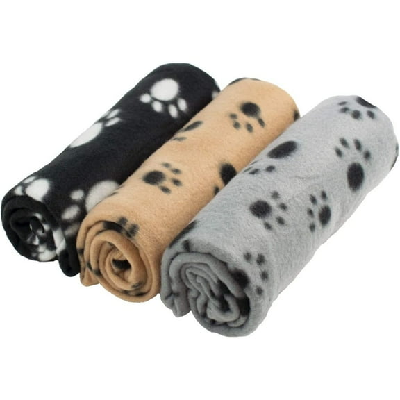 Extra Large 3-Pack, 70cm x 60cm Soft Pet Blankets for Dogs & Cats Cozy Paws