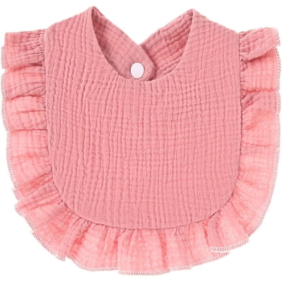 1 Pack Baby Bibs 4-Layer Soft Absorbent Lace Feeding Bibs for Teething Drooling Baptism Washable Outfits for Unisex