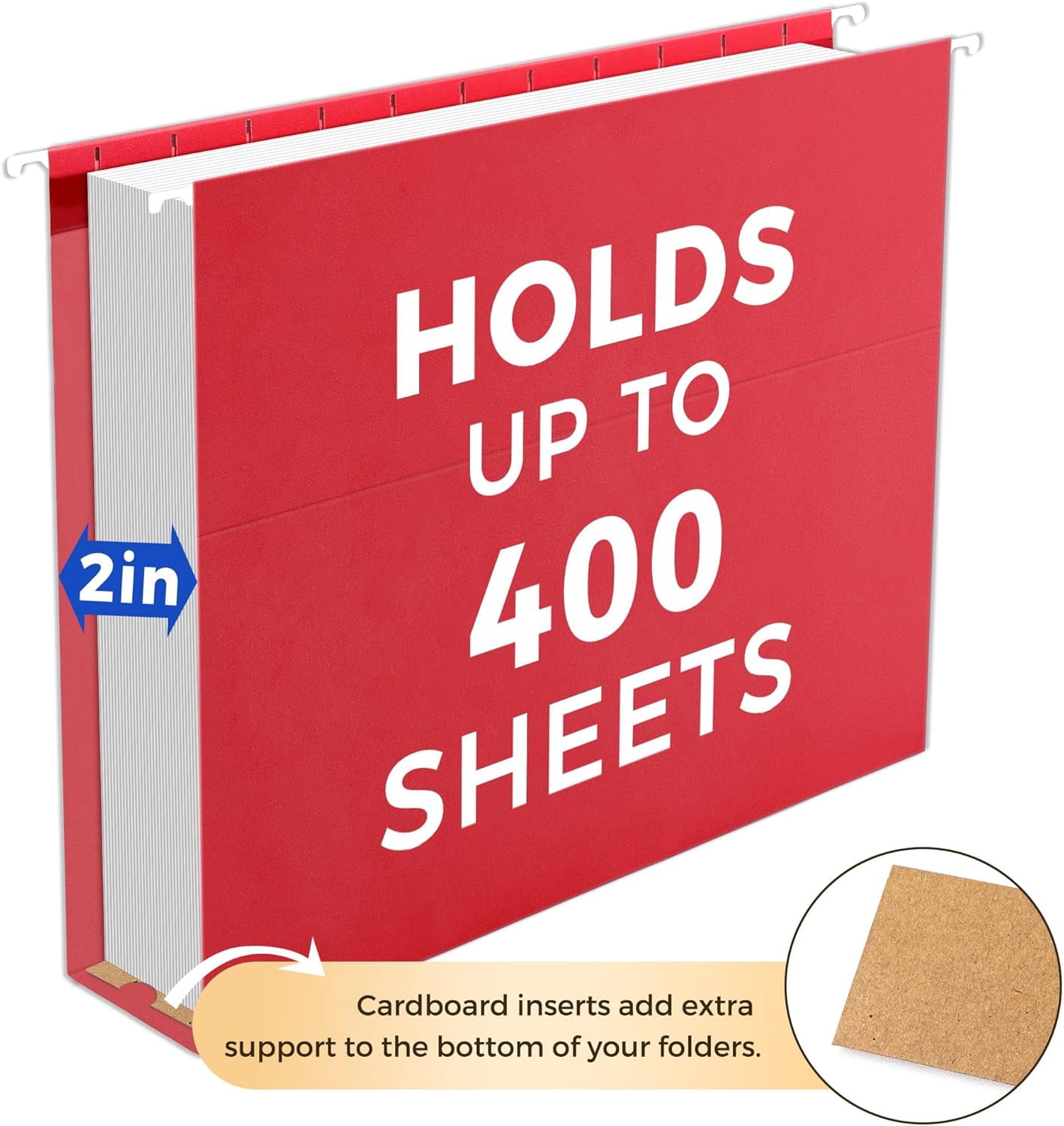 Hanging File Folders Extra Capacity Assorted Colors, 25 Pack Letter Size File Folders with 1/5-cut Tabs, Heavy Duty 2 Inch Expansion, Stay Organized for Your Home and Office Bulk File