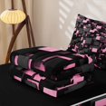 thumbnail image 6 of Homewish Modern Geometric Plaid Zipper Twin Comforter Sets with Fitted Sheet and 2 Pillowcases,Light Pink Zipper Bedding Set,Black Reversible,4pcs, 6 of 8