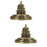 2pcs Temple of Heaven Statue Chinese Ancient Architecture Model Metal Temple of Heaven Craft Decor