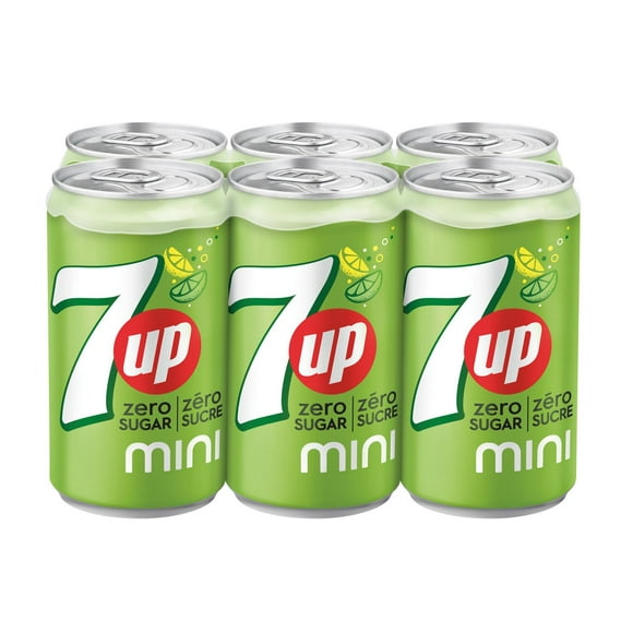 7UP Zero Soft Drink, 222 mL Cans, 6 Pack, 6x222mL