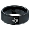 thumbnail image 2 of Tungsten Texas The Lone Star State Longhorn Band Ring 8mm Men Women Comfort Fit Black Beveled Edge Polished, 2 of 4