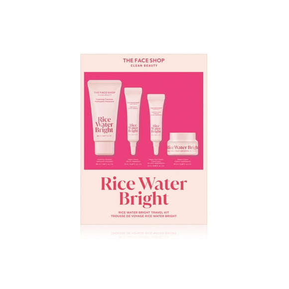 The Face Shop Rice Water Bright Travel Kit Korean Skin Care Set With Ceramide Gift Set - Gentle Face Wash & Vegan Skin Care (Serum Cream ) Hydrating For Dry Skin Daily Face Moisturizer
