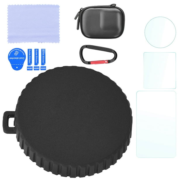 WDOplteas Cubierta Lente TPU Con Protector Pantalla Estuche Transporte PU para Osmo Action 3 (C)