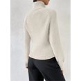thumbnail image 4 of Sweater for Women High Neck Ribbed Knit Sweater Trendy Clothes White XL, 4 of 8