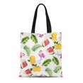 thumbnail image 1 of NUDECOR Toile Sac Fourre-Tout Aquarelle Paradis Tropical Feuilles Pastèques Oranges et Flamants Roses Réutilisables Sac à Main d'Épicerie à l'Épaule, 1 of 1