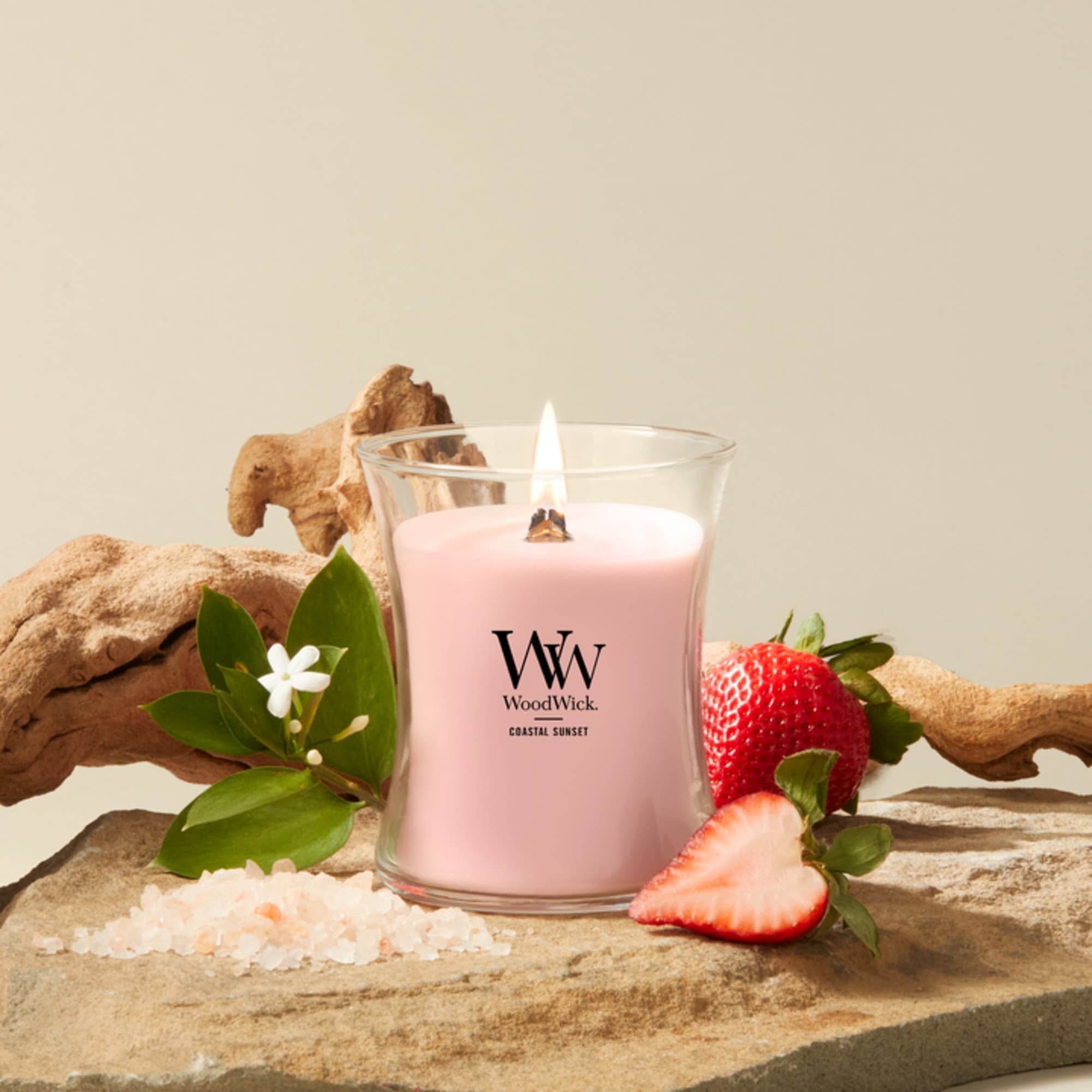 (2 pack) WoodWick Medium Hourglass Scented Candle, Coastal Sunset, 9.7 oz