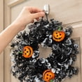 thumbnail image 5 of 12 Inch Black Eucalyptus Halloween Wreath, Artificial Floral Door Wreath with Pumpkin Cutouts for Front Porch Indoor Door Halloween Party Gothic Home Decor, 5 of 7