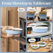 Gotham Steel 18 Pcs Pots and Pans set Non Stick, Ceramic Pan Cookware Set W/ Detachable Handle, RV Kitchen Cooking Set with Secure Lock Removable Handles, Oven Safe Nonstick Pan Set, Blue