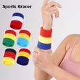 thumbnail image 2 of Sports Wristband Striped Sweatbands Wrist Support for Men Women Gym Sports Supplies Breathable Elastic Wrist Brace Blue & White, 2 of 7