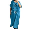 thumbnail image 2 of LOVZFMLL Fashion Women's Spring/Summer Temperament Short Sleeve V-Neck Dress Blue S, 2 of 6