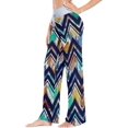 thumbnail image 2 of Women Pajama Pants Lounge Pants Long Stretch Comfy Sleepwear Abstract Watercolor Zig Zag, 2 of 7