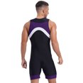 thumbnail image 2 of dPois Mens One Piece Swimsuit Sun Protection Rash Guard Zipper Bodysuit Surfing Suit Swimwear Shorty Purple 4XL, 2 of 6